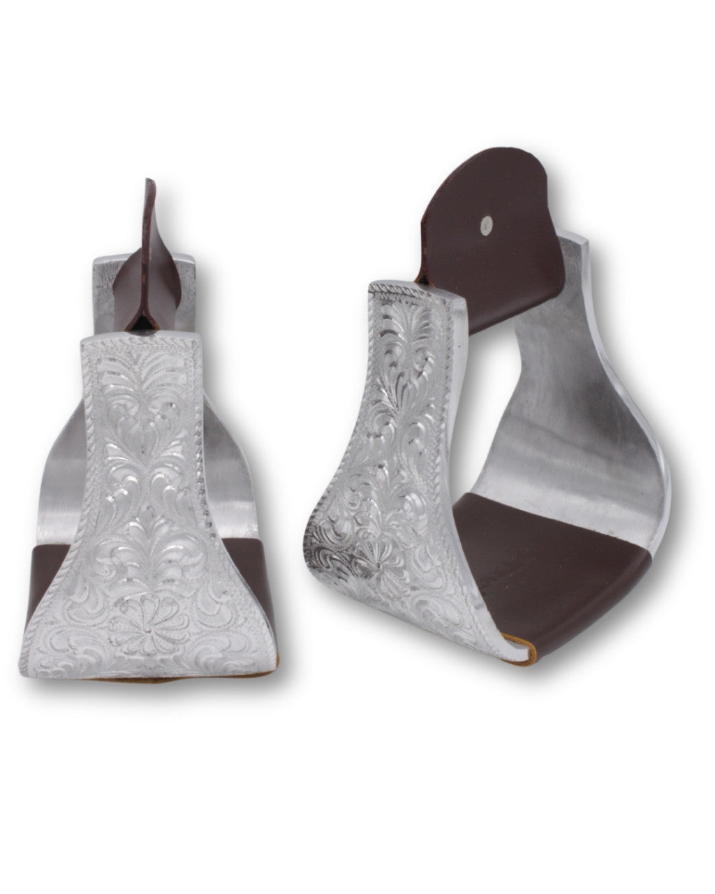 Westernsteigbügel Aluminium – Silber graviert, extra groß
