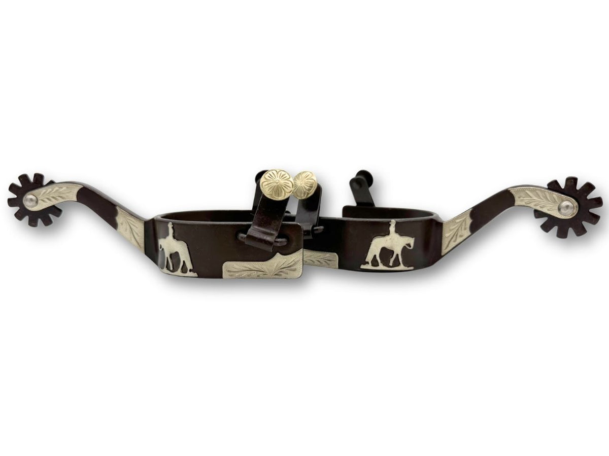 Westernsporen Braun mit Gravur & „Riding Horse“-Emblem