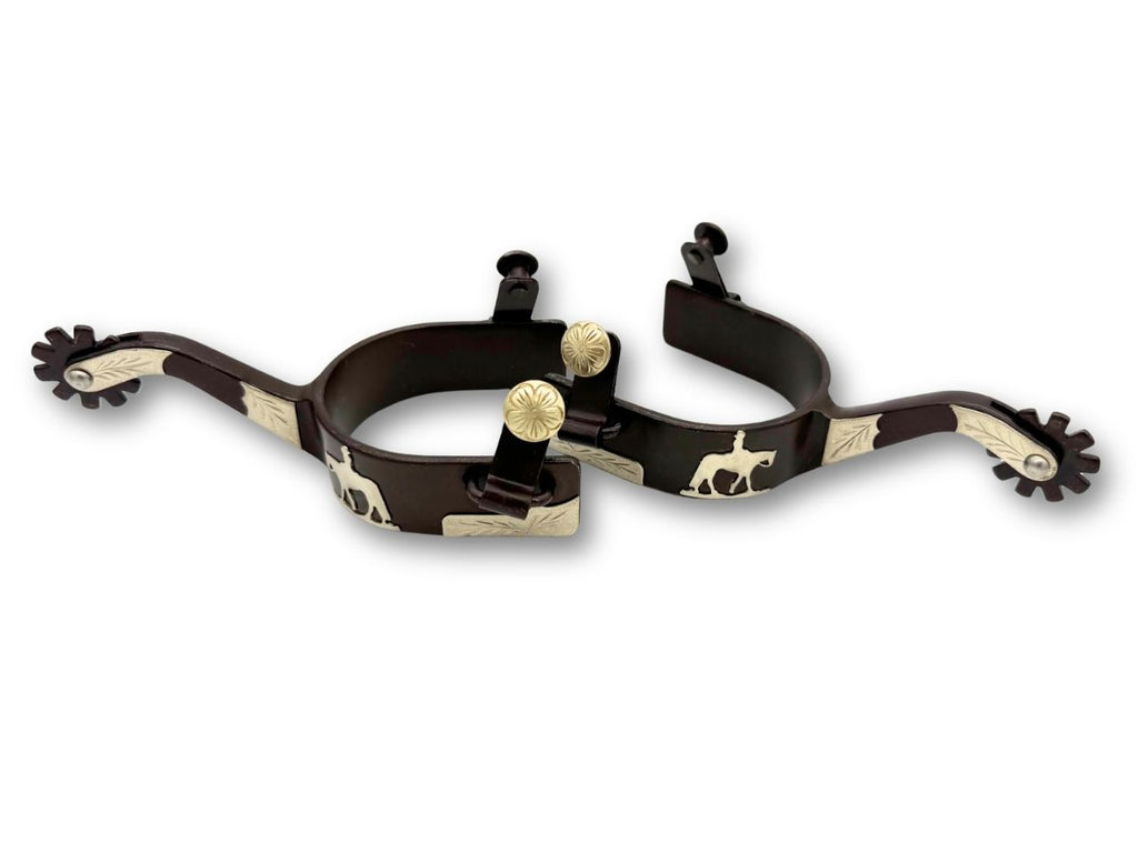 Westernsporen Braun mit Gravur & „Riding Horse“-Emblem