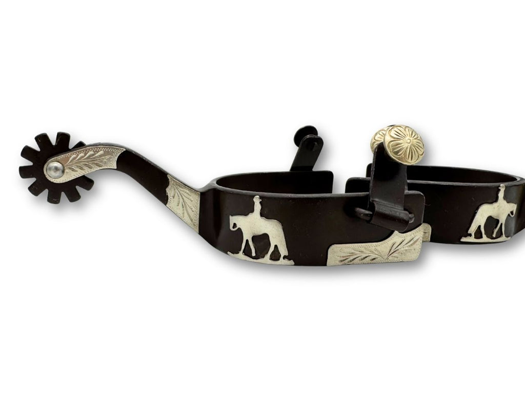 Westernsporen Braun mit Gravur & „Riding Horse“-Emblem