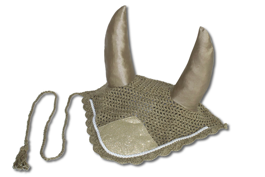 Fliegenmütze / Fliegenhaube mit Glitzer – Champagner