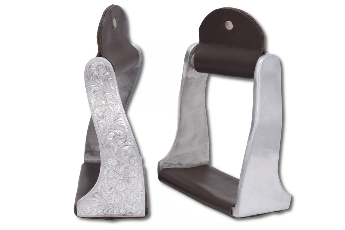 Gedrehte Westernsteigbügel Aluminium – Punziert mit Blumenmuster